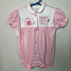 Koalababy Daddy’s Little Girl Embroidered Pink & White Striped Baby Romper 6-9 M